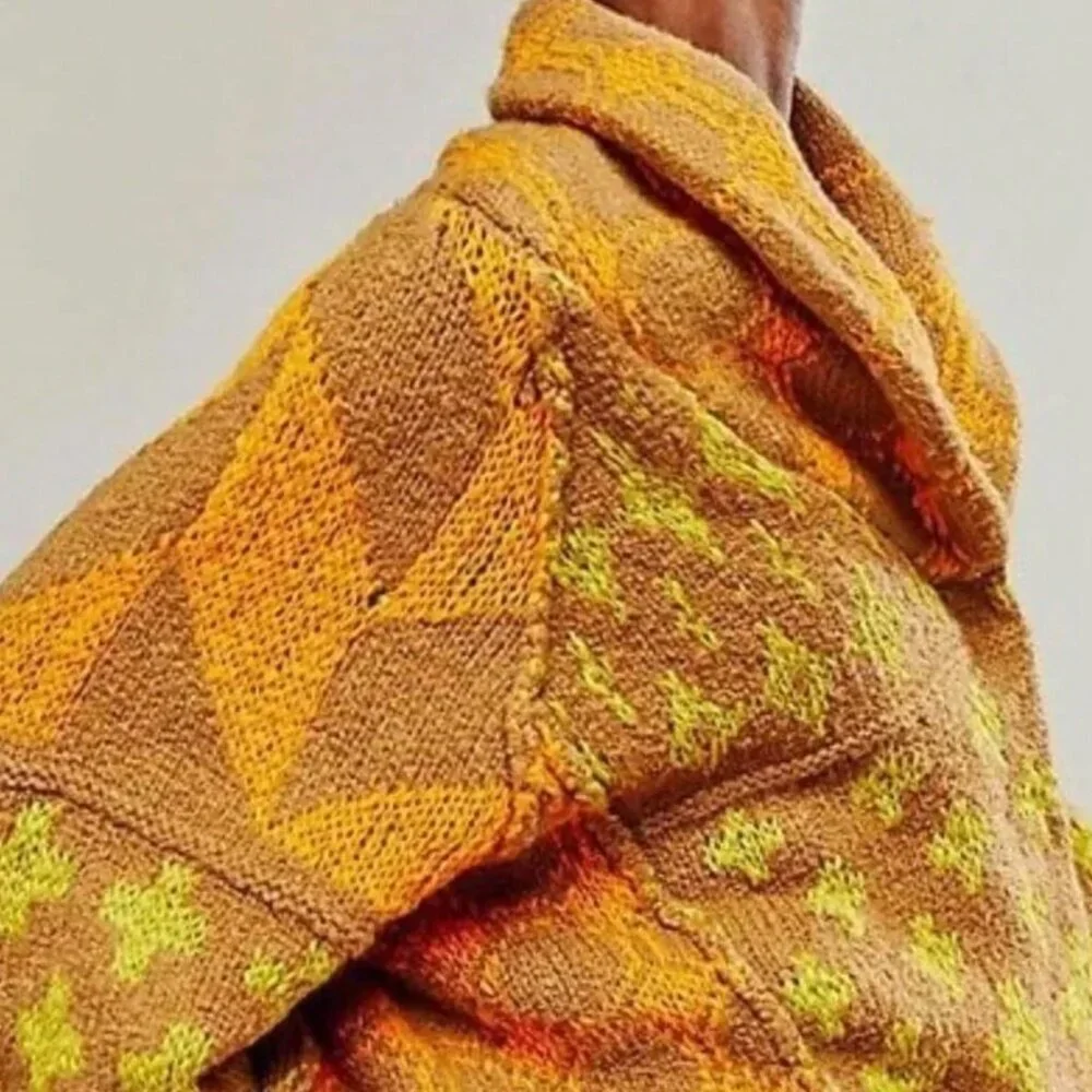 Yellow Casual Women's Oversized Y2k Cardigan Sweater